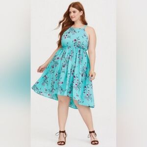 Torrid Teal And Pink Floral High Low Dress